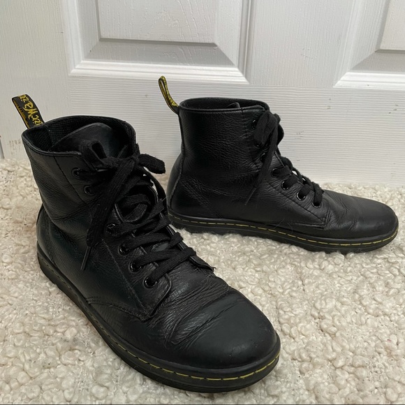 Dr. Martens Shoes - Dr. Martens Leyton Black Lace Up High Top Leather Sneakers 7